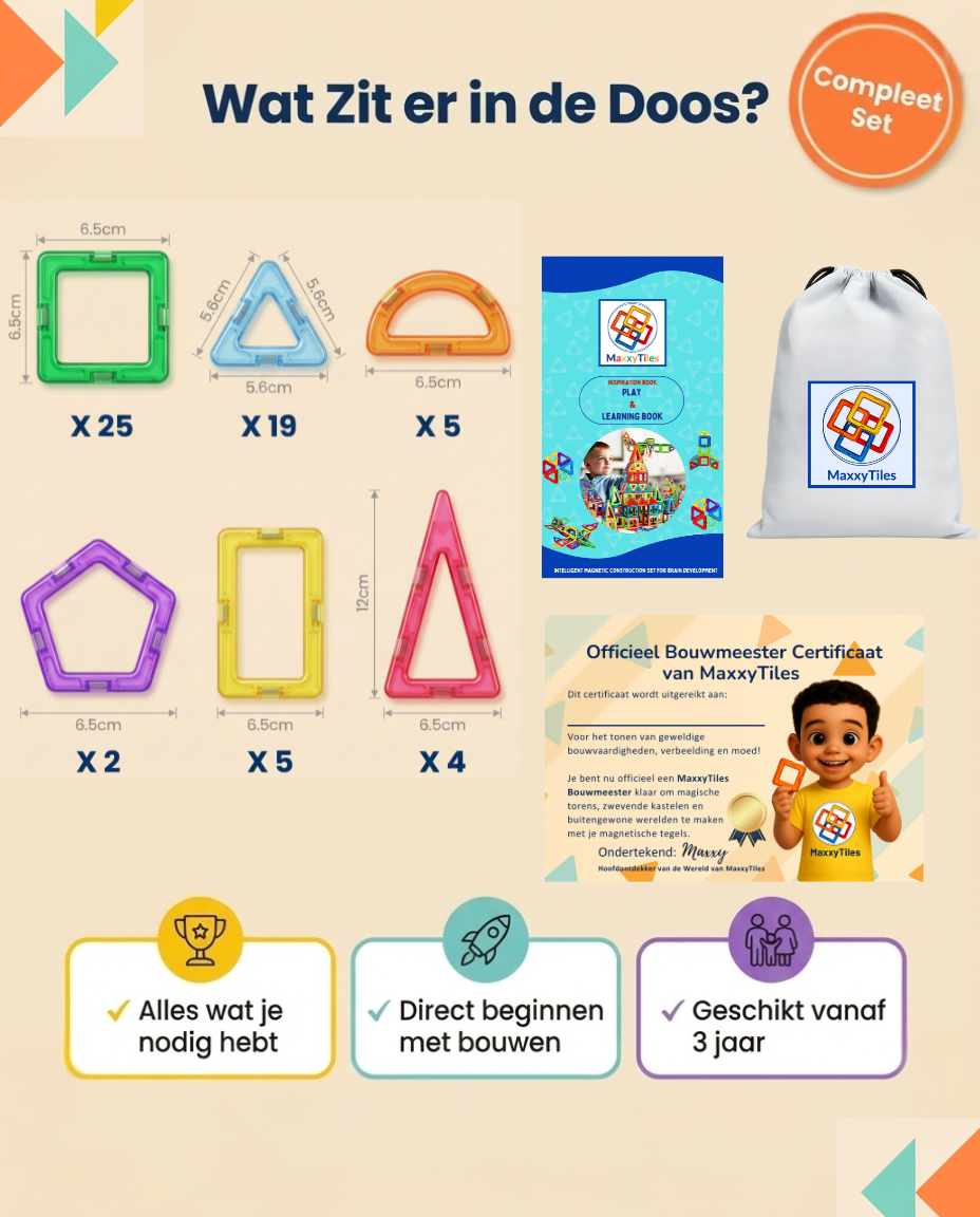 MaxxyTiles 60 stuks| Magnetische Tegels (3+)