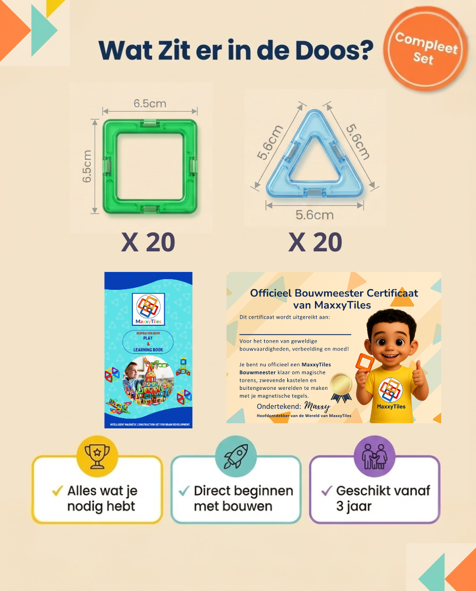 MaxxyTiles 40 stuks| Magnetische Tegels (3+)